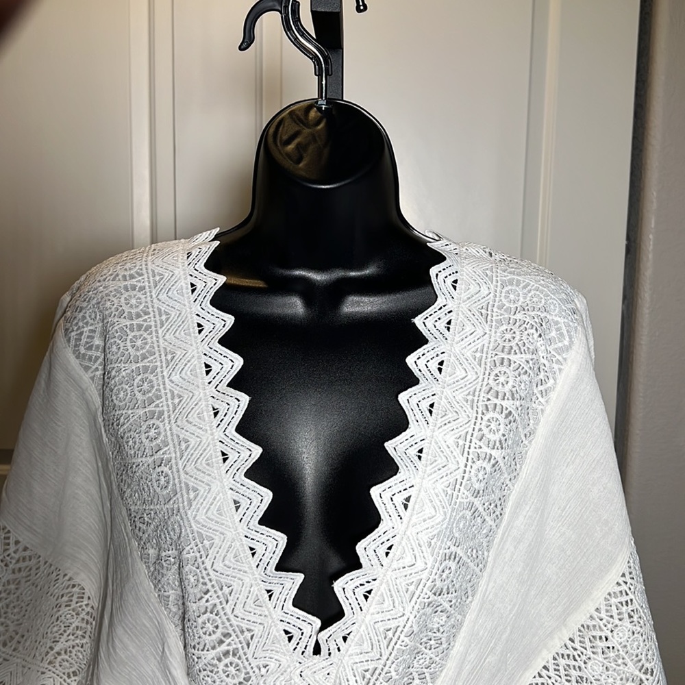 Off-White Front&Back V-Neck Mini Dress | elastic waist band | med | never worn